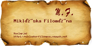 Miklóska Filoména névjegykártya